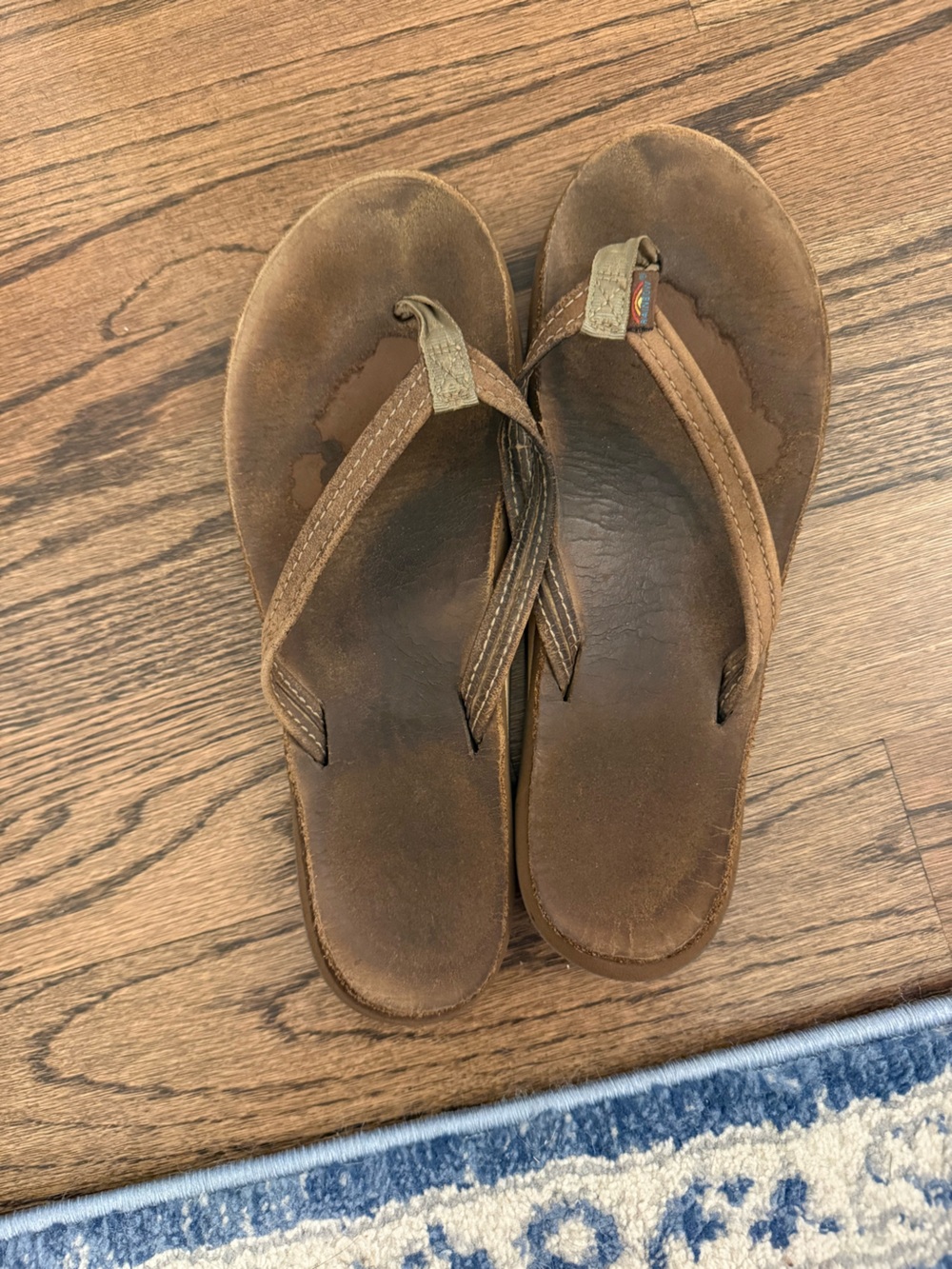 Rainbow Brown Leather Flip Flop Sandals